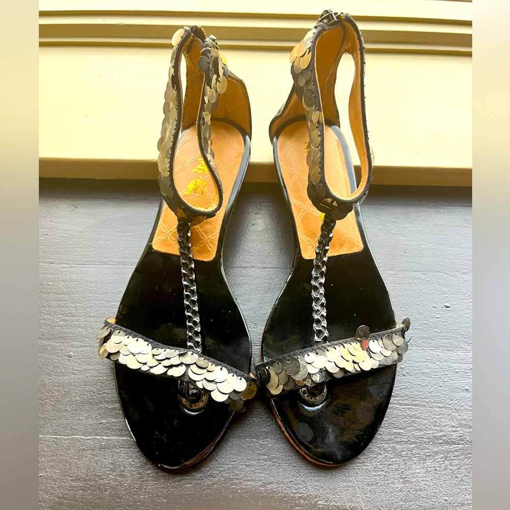 Very Cuoio LAMB Sequin Black Sandals
